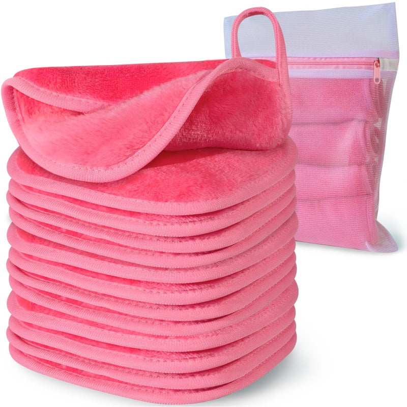 NATWAG | Reusable Update Makeup Removing Microfiber Cloth for Sensitive Skin | Washable Makeup Remover Towels | Natural Facial Cleansing Towels (6â€x 6â€, 12 Pack/Pink) - Image 1